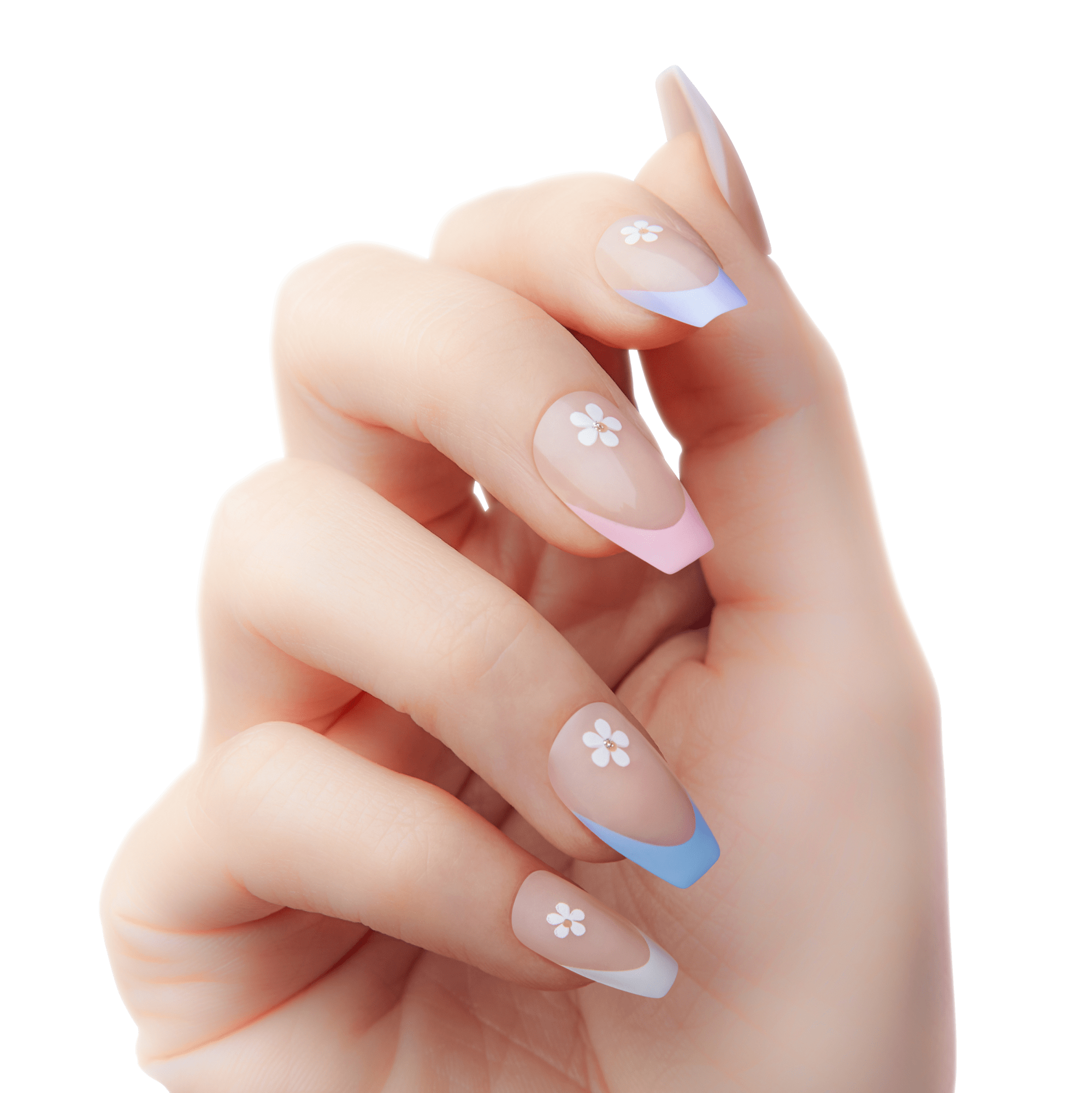 A hand modeling KISS nails in &