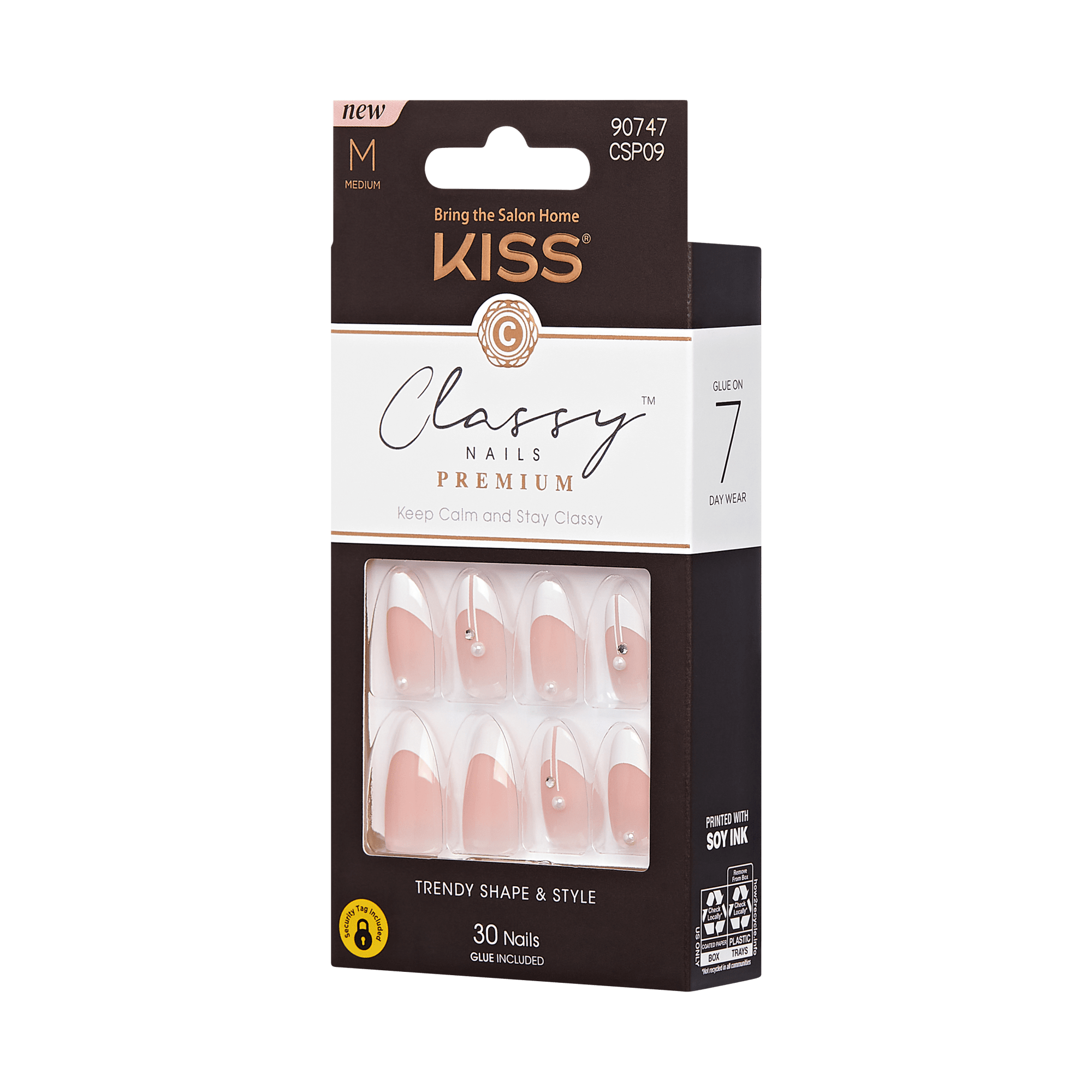 KISS Classy Premium Press On Glue Nails - Highlights